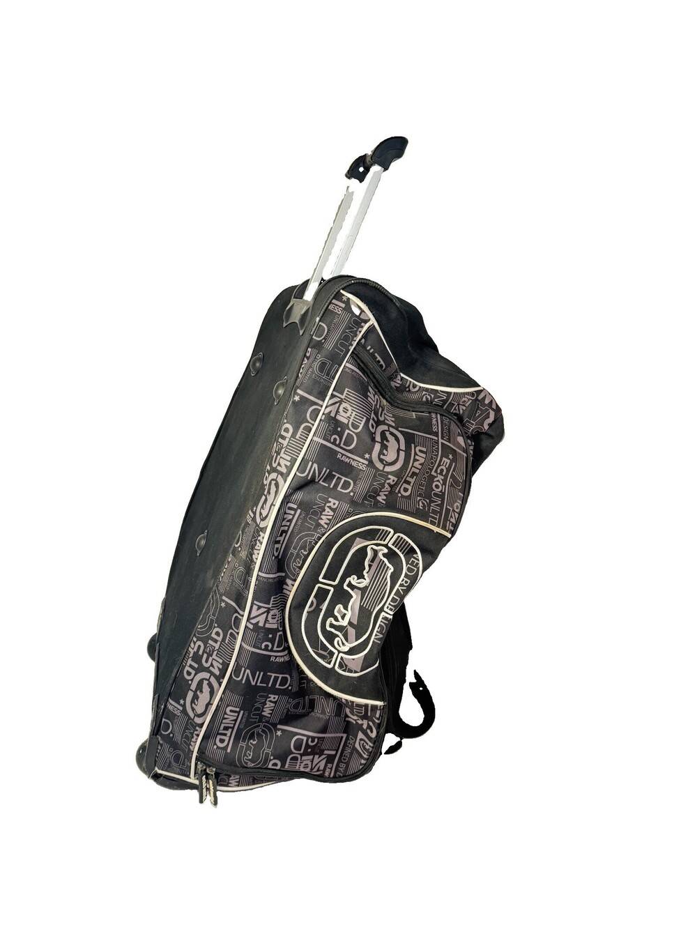 Ecko Unltd 28” Rolling Duffel Bag Black Gray Y2K Travel Luggage Wheeled Rhino